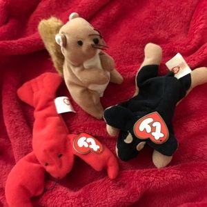 TY TEENIE BEANIE BABIES (NUTS the Squirrel, DOBY & PINCHERS)